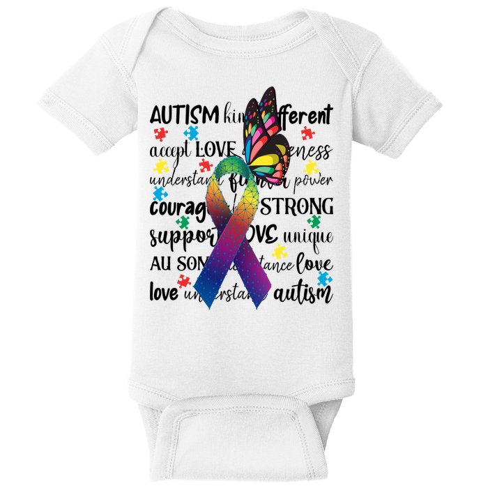 Autism Acceptance Butterfly Different Is Beautiful Baby Bodysuit