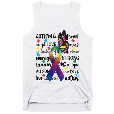 Autism Acceptance Butterfly Different Is Beautiful Tank Top