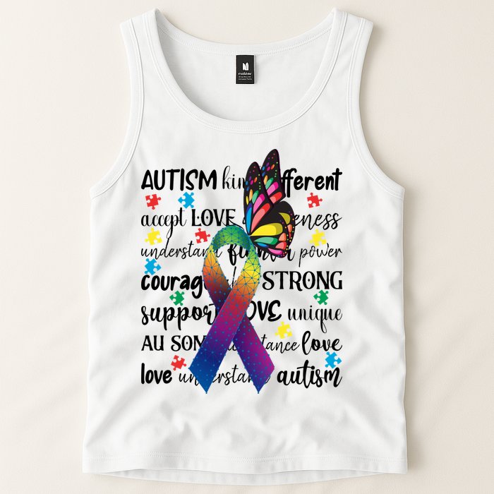 Autism Acceptance Butterfly Different Is Beautiful Tank Top