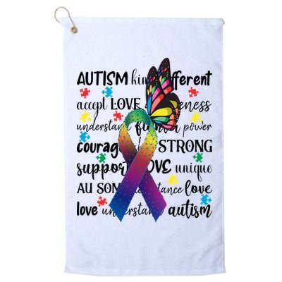 Autism Acceptance Butterfly Different Is Beautiful Golf Towel