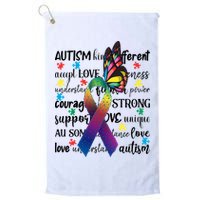 Autism Acceptance Butterfly Different Is Beautiful Golf Towel