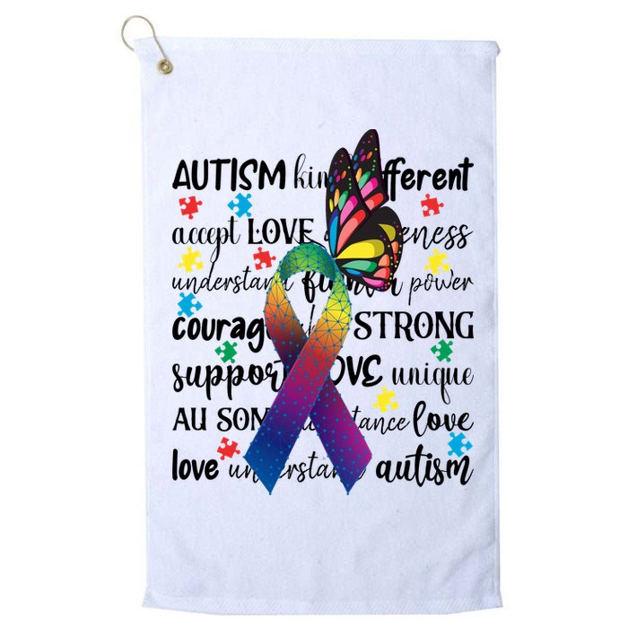 Autism Acceptance Butterfly Different Is Beautiful Golf Towel