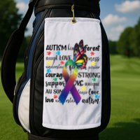 Autism Acceptance Butterfly Different Is Beautiful Golf Towel