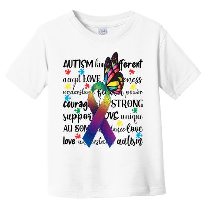 Autism Acceptance Butterfly Different Is Beautiful Toddler T-Shirt