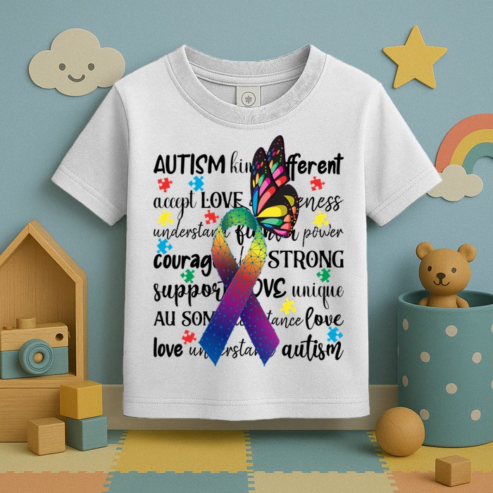 Autism Acceptance Butterfly Different Is Beautiful Toddler T-Shirt