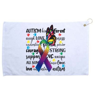 Autism Acceptance Butterfly Different Is Beautiful Grommeted Golf Towel