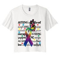 Autism Acceptance Butterfly Different Is Beautiful Crop Top