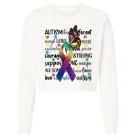 Autism Acceptance Butterfly Different Is Beautiful Cropped Pullover Crew