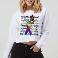 Autism Acceptance Butterfly Different Is Beautiful Cropped Pullover Crew