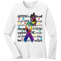 Autism Acceptance Butterfly Different Is Beautiful Ladies Long Sleeve Shirt