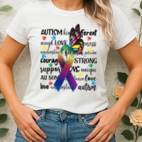 Autism Acceptance Butterfly Different Is Beautiful Womens T-Shirt