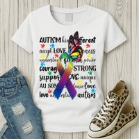 Autism Acceptance Butterfly Different Is Beautiful Womens T-Shirt