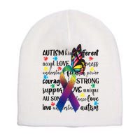 Autism Acceptance Butterfly Different Is Beautiful Short Acrylic Beanie