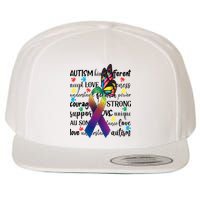 Autism Acceptance Butterfly Different Is Beautiful Wool Snapback Cap