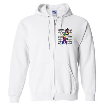 Autism Acceptance Butterfly Different Is Beautiful Full Zip Hoodie
