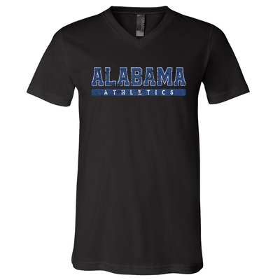 Alabama Athletics Blue Vintage Text V-Neck T-Shirt