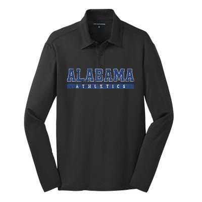 Alabama Athletics Blue Vintage Text Silk Touch Performance Long Sleeve Polo