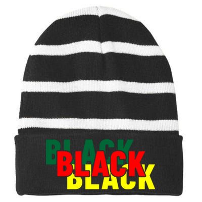 African American Black Black Black For Black History Month Striped Beanie with Solid Band