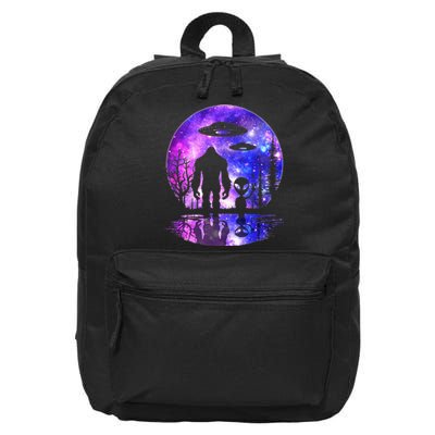 Alien And Bigfoot Full Moon Sasquatch Ufo 16 in Basic Backpack