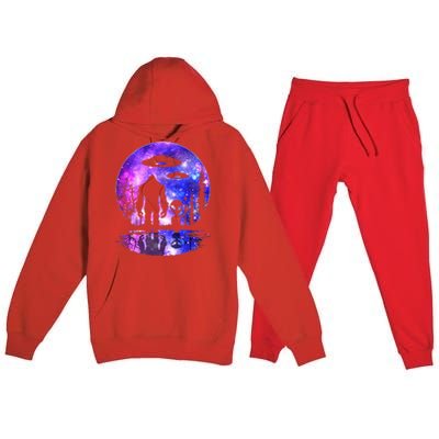 Alien And Bigfoot Full Moon Sasquatch Ufo Premium Hooded Sweatsuit Set