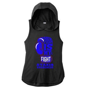 Ataxia Awareness Boxing Her Fight Is My Fight Blue Ribbon Ladies PosiCharge Tri-Blend Wicking Draft Hoodie Tank