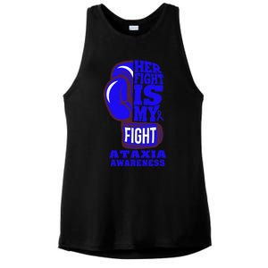 Ataxia Awareness Boxing Her Fight Is My Fight Blue Ribbon Ladies PosiCharge Tri-Blend Wicking Tank