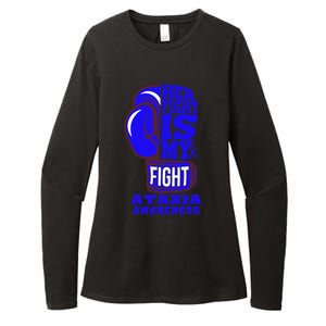 Ataxia Awareness Boxing Her Fight Is My Fight Blue Ribbon Womens CVC Long Sleeve Shirt