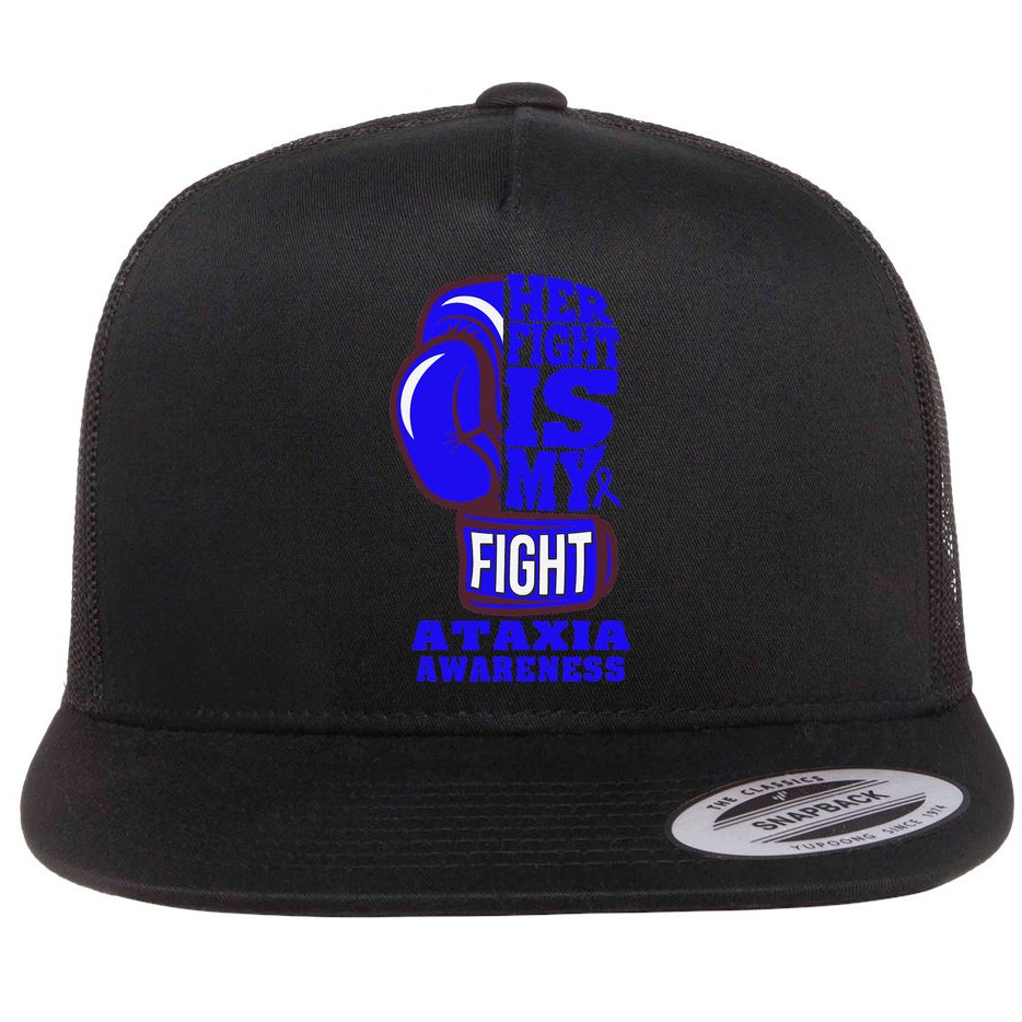 Ataxia Awareness Boxing Her Fight Is My Fight Blue Ribbon Flat Bill Trucker Hat