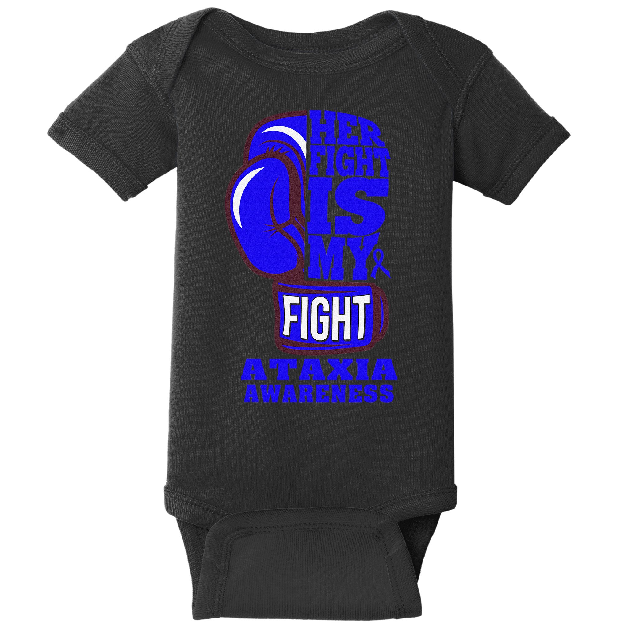 Ataxia Awareness Boxing Her Fight Is My Fight Blue Ribbon Baby Bodysuit