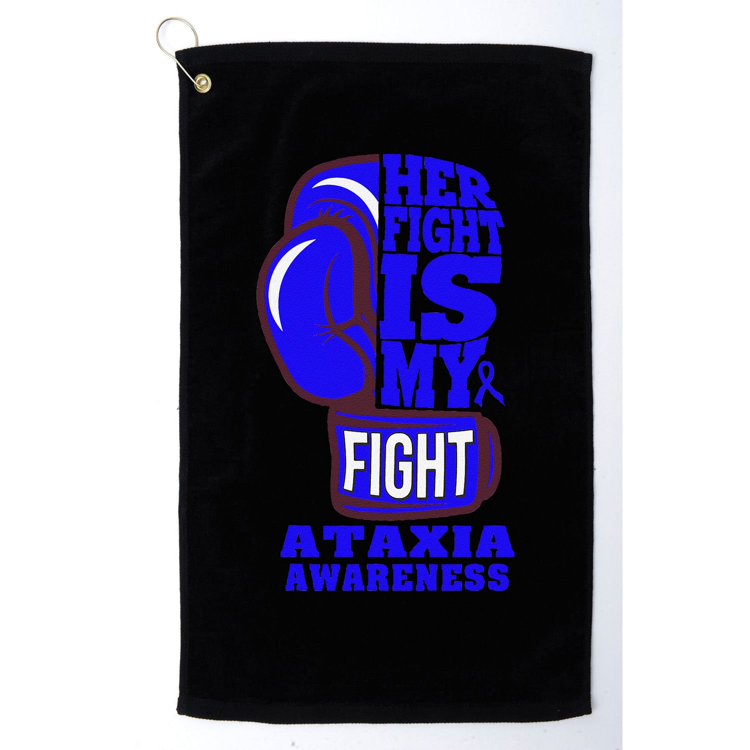 Ataxia Awareness Boxing Her Fight Is My Fight Blue Ribbon Golf Towel