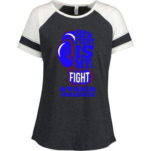 Ataxia Awareness Boxing Her Fight Is My Fight Blue Ribbon Enza Ladies Jersey Colorblock Tee