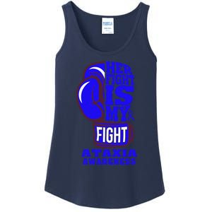 Ataxia Awareness Boxing Her Fight Is My Fight Blue Ribbon Ladies Essential Tank