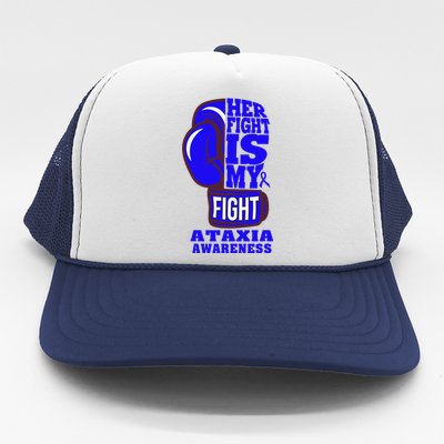 Ataxia Awareness Boxing Her Fight Is My Fight Blue Ribbon Trucker Hat