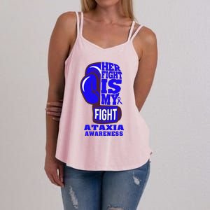 Ataxia Awareness Boxing Her Fight Is My Fight Blue Ribbon Women's Strappy Tank