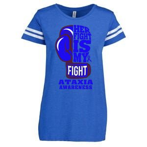 Ataxia Awareness Boxing Her Fight Is My Fight Blue Ribbon Enza Ladies Jersey Football T-Shirt