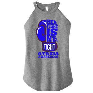 Ataxia Awareness Boxing Her Fight Is My Fight Blue Ribbon Women's Perfect Tri Rocker Tank