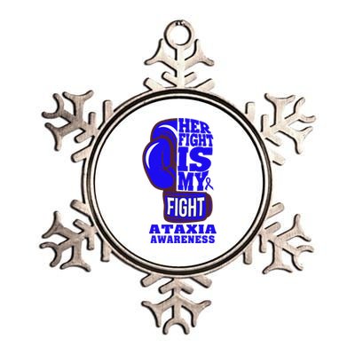 Ataxia Awareness Boxing Her Fight Is My Fight Blue Ribbon Metallic Star Ornament