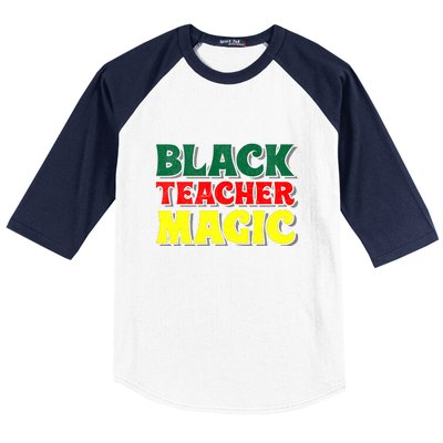 African American Black Teacher Magic For Black History Month Baseball Sleeve Shirt