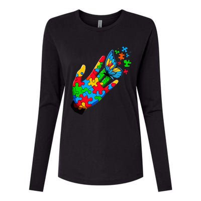 Autism Awareness Butterfly Teacher Womens Cotton Relaxed Long Sleeve T-Shirt