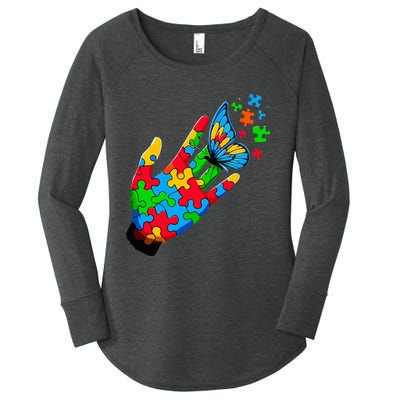 Autism Awareness Butterfly Teacher Women's Perfect Tri Tunic Long Sleeve Shirt