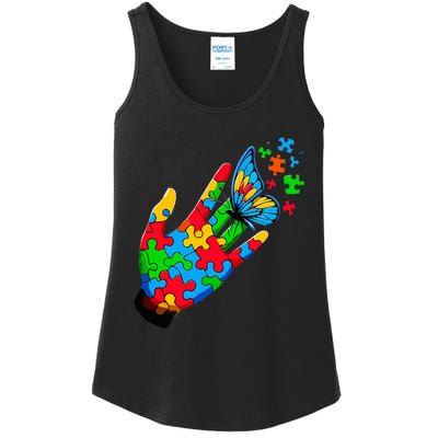 Autism Awareness Butterfly Teacher Ladies Essential Tank