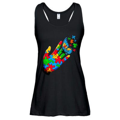 Autism Awareness Butterfly Teacher Ladies Essential Flowy Tank