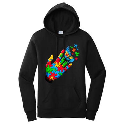 Autism Awareness Butterfly Teacher Women's Pullover Hoodie