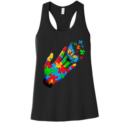 Autism Awareness Butterfly Teacher Women's Racerback Tank