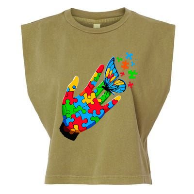 Autism Awareness Butterfly Teacher Garment-Dyed Women's Muscle Tee