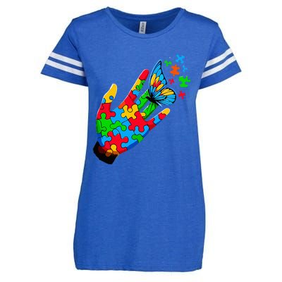 Autism Awareness Butterfly Teacher Enza Ladies Jersey Football T-Shirt