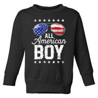 All American Boy 4th Of July Usa Sunglasses Family Matching Toddler Sweatshirt