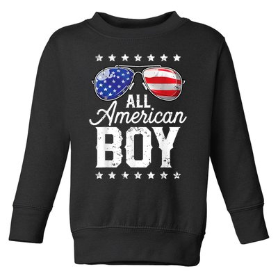 All American Boy 4th Of July Usa Sunglasses Family Matching Toddler Sweatshirt