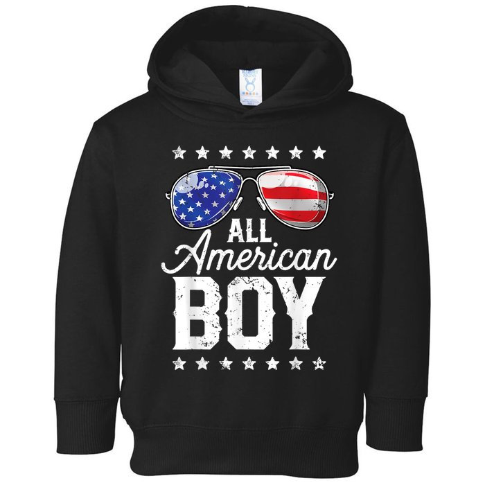 All American Boy 4th Of July Usa Sunglasses Family Matching Toddler Hoodie