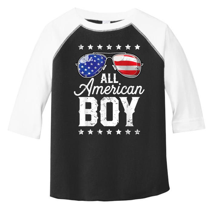 All American Boy 4th Of July Usa Sunglasses Family Matching Toddler Fine Jersey T-Shirt